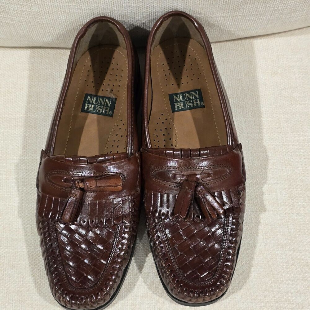 NUNN BUSH‎ Mens Loafers Dress Tassel Brown Flex Leather Sz 9M Preppy Academia